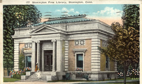 Stonington Free LIbrary, CT Stonington Free Library historical postcard